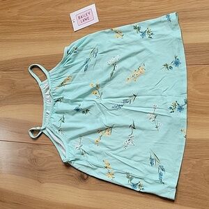 NWT Bailey Lane 6/7 Girls Adorable Mint Green Spaghetti Strap Tank Keyho…